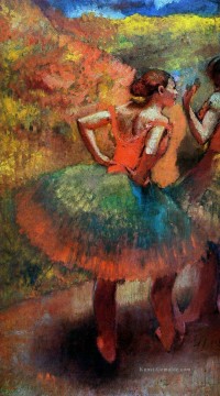 Edgar Degas Werke - zwei Tänzer in grünen Röcken Landschaft scener Edgar Degas